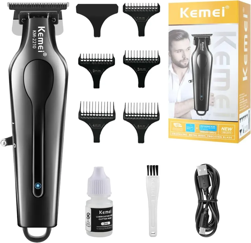 Kemei KM-2210 - ماكينة حلاقة كهربائية احترافية قابلة للشحن للرجال