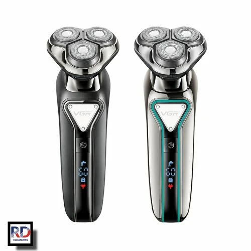 ماكينة تنعيم اللحية في جي ار Professional قابلة للشحن للاستعمال الرطب والجاف، اسود - V-323