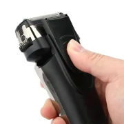 ماكينة تنعيم اللحية في جي ار Professional قابلة للشحن للاستعمال الرطب والجاف، فضي واسود - V-333