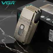 ماكينة تنعيم اللحية في جي ار Professional قابلة للشحن للاستعمال الرطب والجاف، ذهبي - V-335