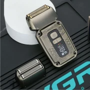 ماكينة تنعيم اللحية في جي ار Professional قابلة للشحن للاستعمال الرطب والجاف، ذهبي - V-337