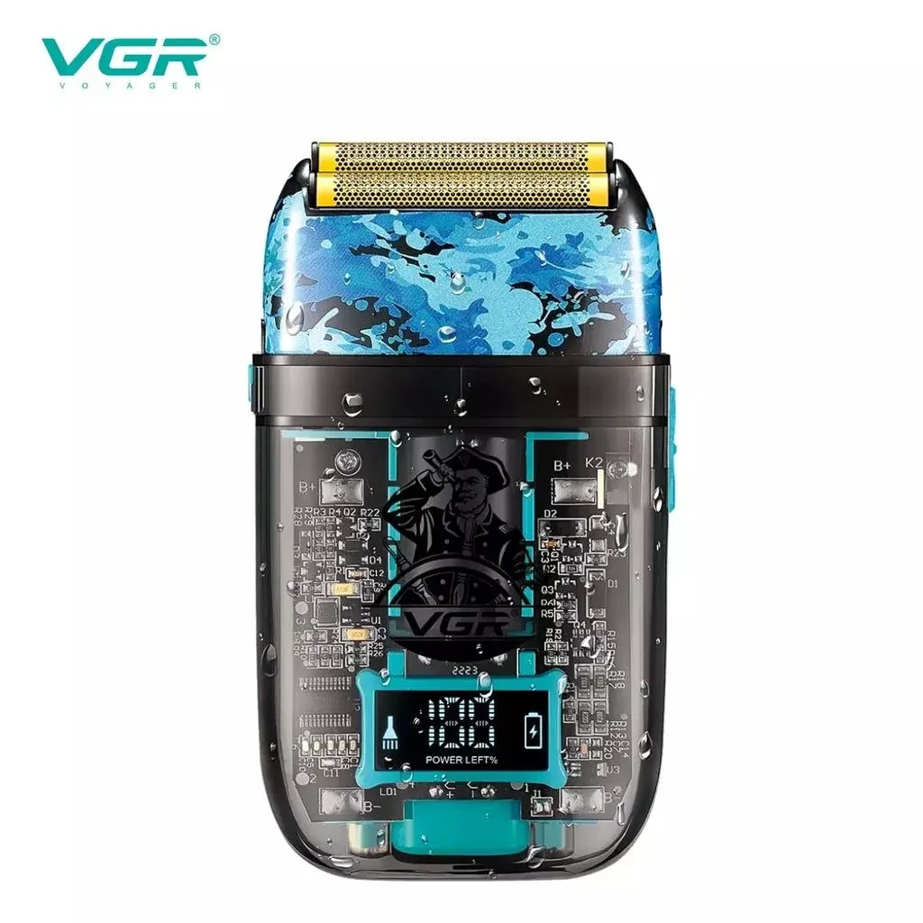 ماكينة تنعيم اللحية في جي ار Professional قابلة للشحن للاستعمال الرطب والجاف، شفاف متعدد الألوان - V-352