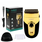 ماكينة تنعيم اللحية في جي ار Professional قابلة للشحن للاستعمال الرطب والجاف، اسود وذهبي - V-383