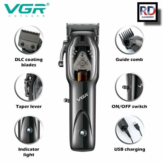 VGR ماكينة حلاقة كهربائية لاسلكية قابلة لاعادة الشحن ضد الماء V-653
