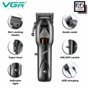 VGR ماكينة حلاقة كهربائية لاسلكية قابلة لاعادة الشحن ضد الماء V-653
