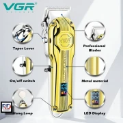 VGR ماكينة حلاقة كهربائية لاسلكية قابلة لاعادة الشحن ضد الماء V-672