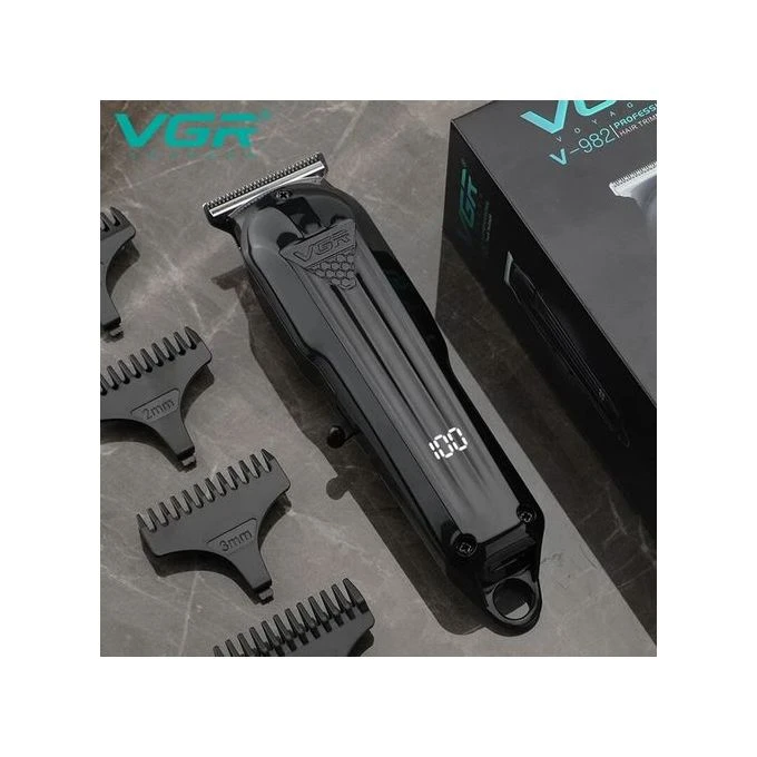ماكينة قص الشعر الاحترافية الرقمية VGR V-982 القابلة لإعادة الشحن بمنفذ USB - أسود