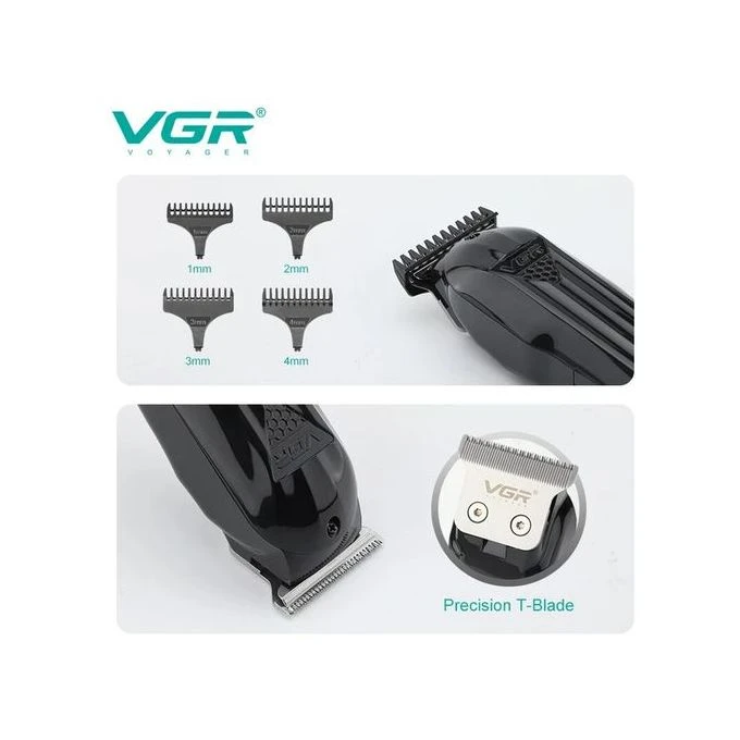 ماكينة قص الشعر الاحترافية الرقمية VGR V-982 القابلة لإعادة الشحن بمنفذ USB - أسود