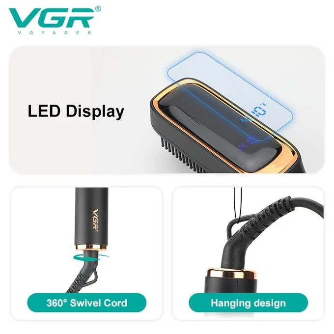 مشط فرد الشعر الاحترافي VGR V-560 - طلاء سيراميك، 10 إعدادات للحرارة