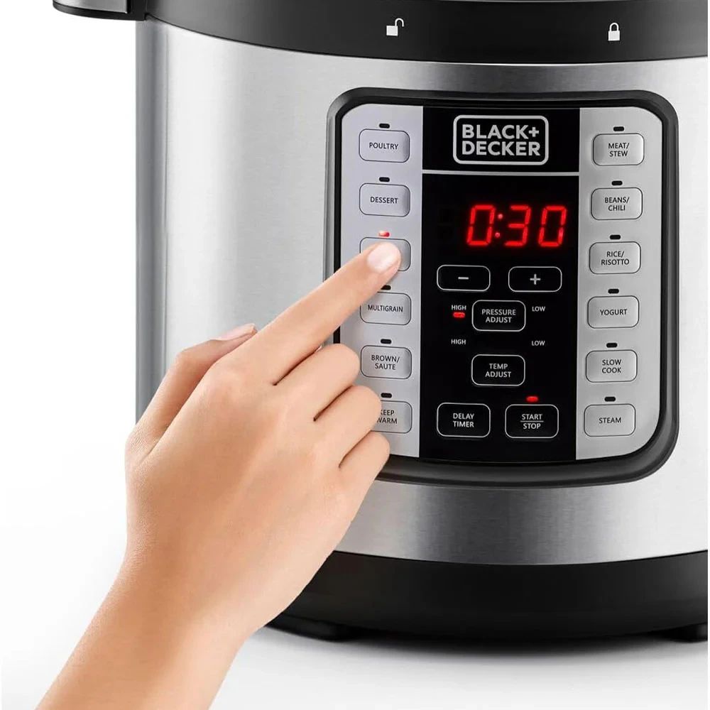 طنجرة ضغط كهربائية EZ Smart Steam Pot 7 في 1 من Black + Decker PCP1000-B5 سعة 6 لتر وقوة 1000 وات