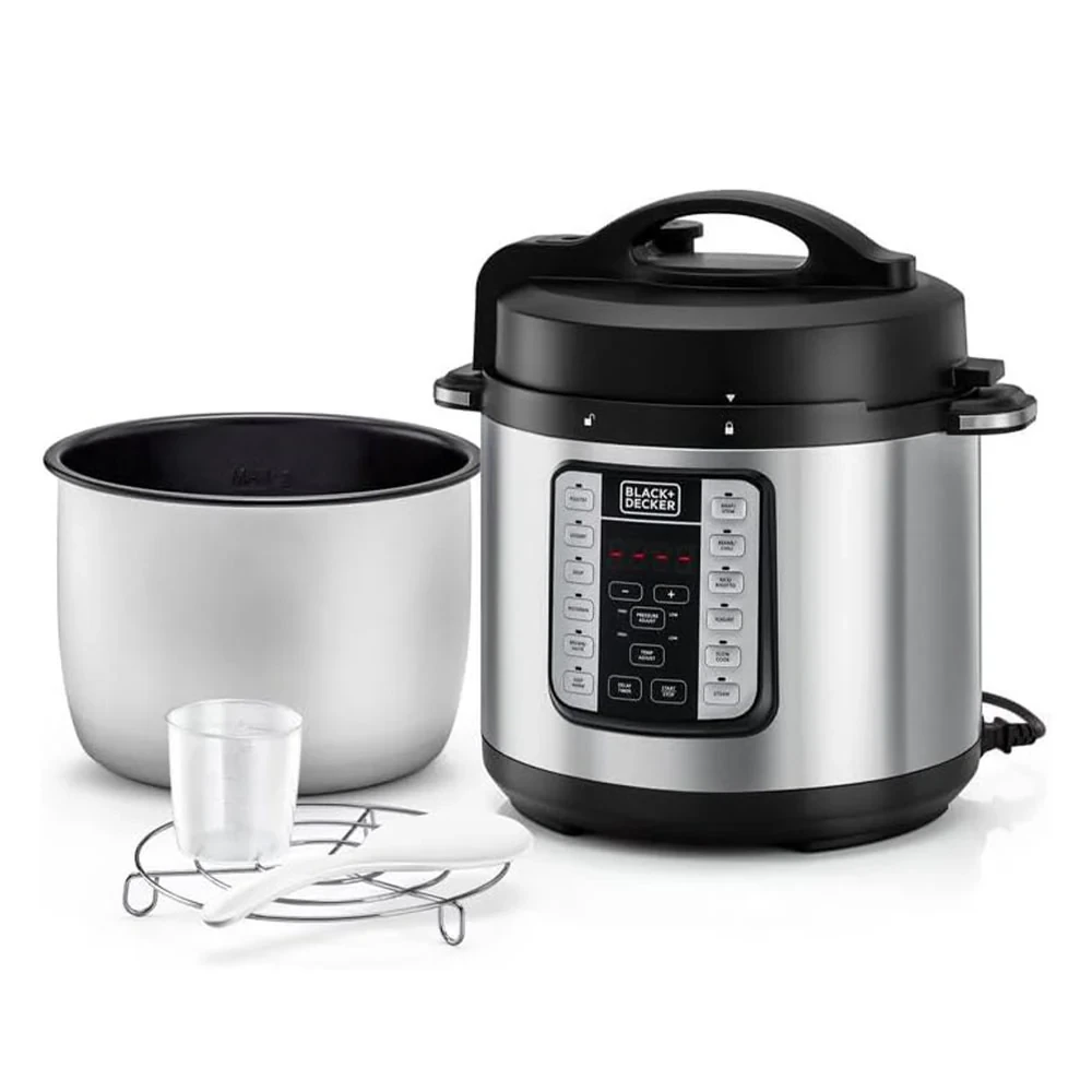 طنجرة ضغط كهربائية EZ Smart Steam Pot 7 في 1 من Black + Decker PCP1000-B5 سعة 6 لتر وقوة 1000 وات