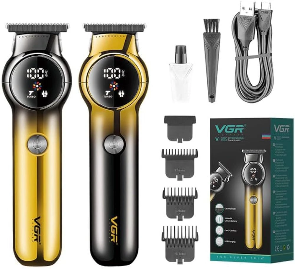 VGR ماكينة حلاقة شعر ولحية احترافية لاسلكية قابلة لإعادة الشحن-V-989