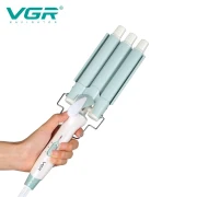 مكواة تجعيد الشعر الكهربائية الاحترافية VGR V-595 | تصفيف شعر أنيق، مكواة تجعيد شعر احترافية بثلاث أسطوانات