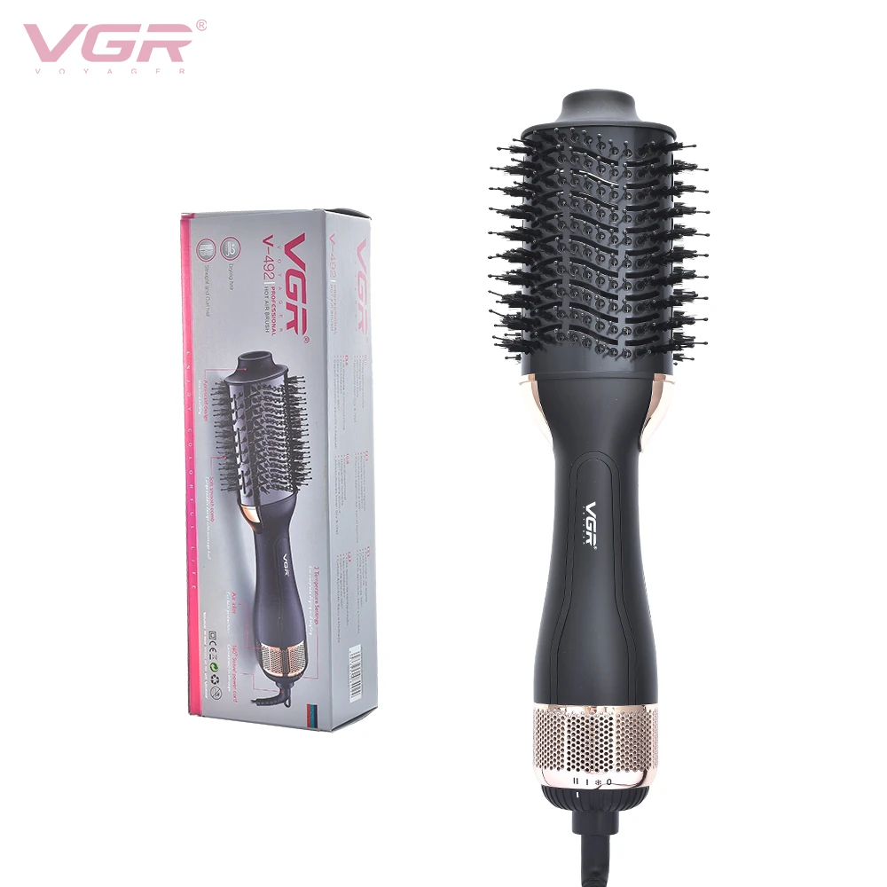 في جي ار فرشاة هواء ساخن احترافية للنساء V-492 (اسود)
