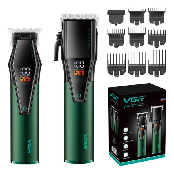 مجموعة ماكينة قص الشعر الاحترافية 2 في 1 VGR V-677 USB