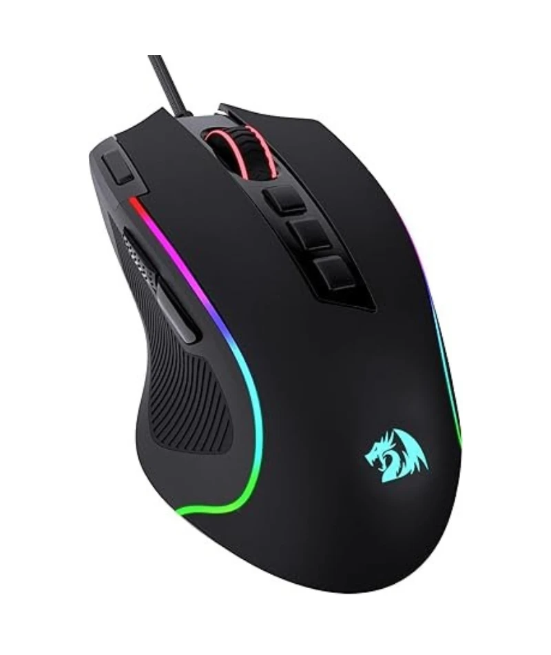 ماوس Redragon M612 Predator بدقة 8000 نقطة في البوصة و11 زرًا قابلًا للبرمجة ومقبض مريح وإضاءة RGB وقابلة للتخصيص عبر البرنامج