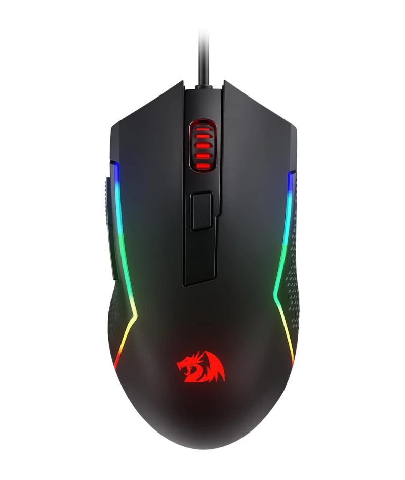ماوس الألعاب Redragon M616 RGB، ماوس بصري سلكي بدقة 10000 نقطة في البوصة مزود بـ 6 أزرار قابلة للبرمجة و8 أوضاع إضاءة خلفية، يدعم البرنامج أزرار التحكم اليدوية