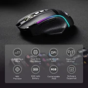ماوس العاب لاسلكي ريدراجون، RGB، حساسية 19 الف لكل بوصة، اسود - M991