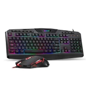 لوحة مفاتيح الألعاب السلكية Redragon S101 ولوحة مفاتيح الألعاب ذات الإضاءة الخلفية RGB مع مسند المعصم بمفاتيح الوسائط المتعددة وماوس الألعاب