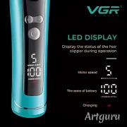 ماكينة قص الشعر اللاسلكية  VGR ماكينة قص الشعر الاحترافية 9000 دورة في الدقيقة ماكينة قص الشعر للرجال V-299