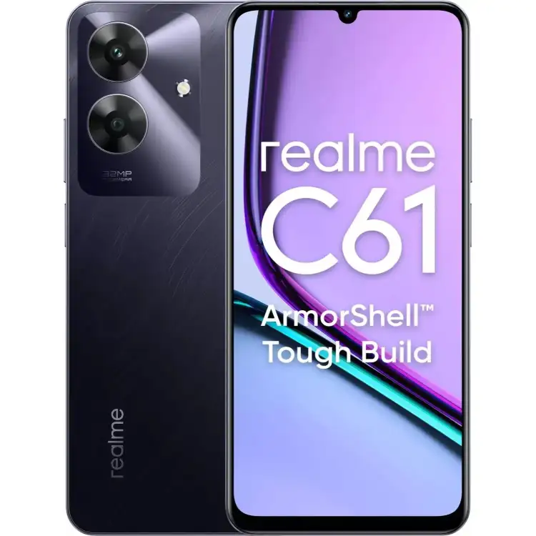 ريلمي C61 ثنائي الشريحة، 128 جيجابايت، 4 جيجابايت رام، 4G LTE - أسود رخامي