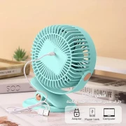 مروحة يد صغيرة محمولة بمنفذ USB كمبيوتر مكتبي باليد 3 سرعات طاقة 5 واط مع حامل ZB125 اخضر فاتح