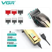 ماكينة قص الشعر VGR الاحترافية، ماكينة قص الشعر القابلة لإعادة الشحن، ماكينة قص الشعر القابلة للتعديل، ماكينة قص الشعر الكهربائية للرجال V-654