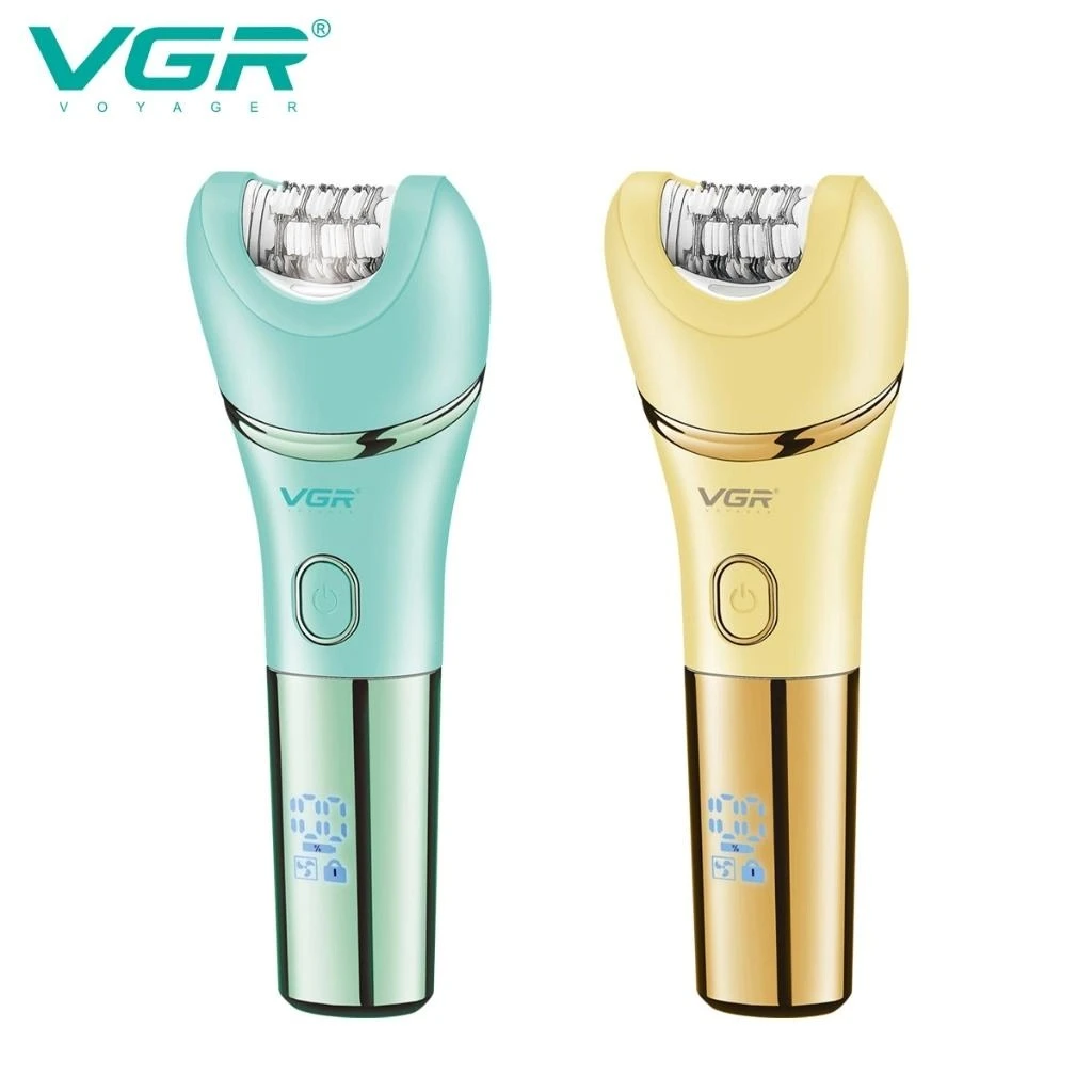 VGR V-753 مزيل شعر الجسم المقاوم للماء للنساء، ماكينة حلاقة، شعر الساق والإبط والعانة V753 2 في 1