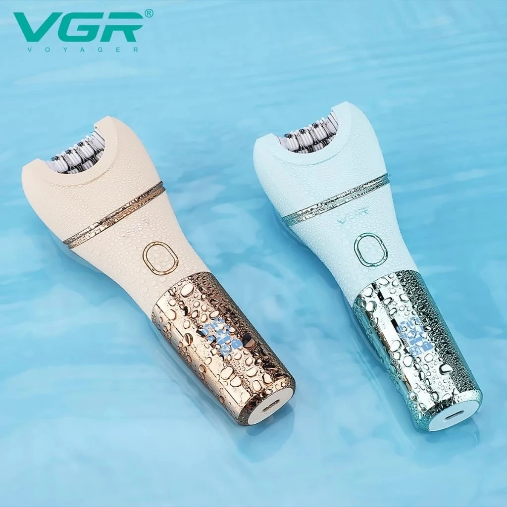 VGR V-753 مزيل شعر الجسم المقاوم للماء للنساء، ماكينة حلاقة، شعر الساق والإبط والعانة V753 2 في 1