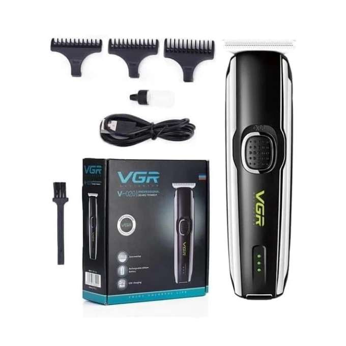 في جي ار ماكينة حلاقة الشعر Vgr V-020 لاسلكية قابلة لاعادة الشحن  بمنفذ USB،  (اسود)