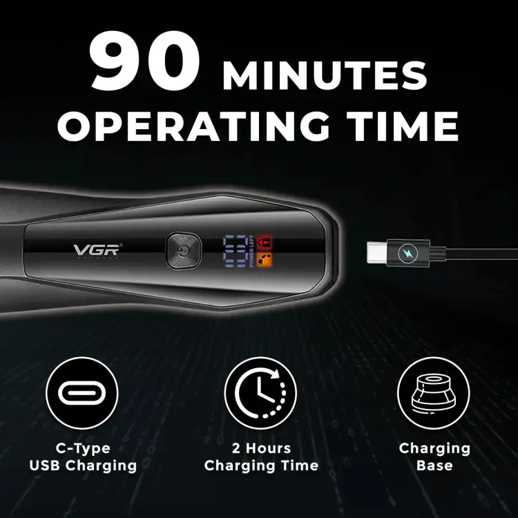 ماكينة تشذيب الجسم VGR V-938 الاحترافية السلكية/اللاسلكية للعناية الكاملة بالجسم (أسود)