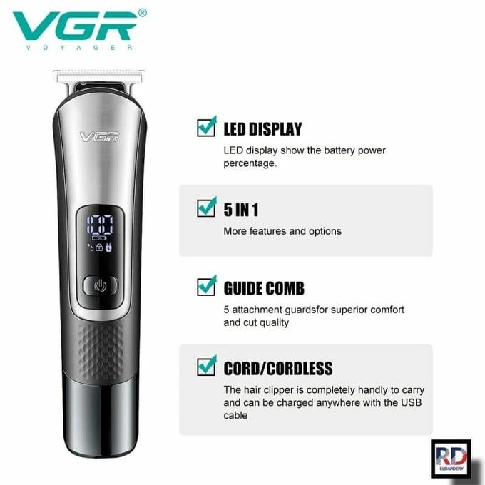 ماكينة حلاقة كهربائية احترافية v-111- قابله للشحن للرجالVGR -5 in 1