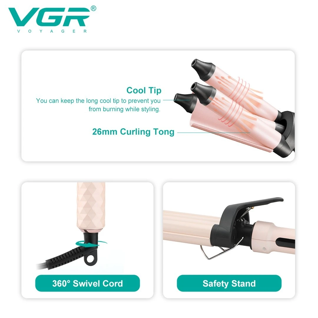 مكواة فرد الشعر الاحترافية VGR V-593- ابيض