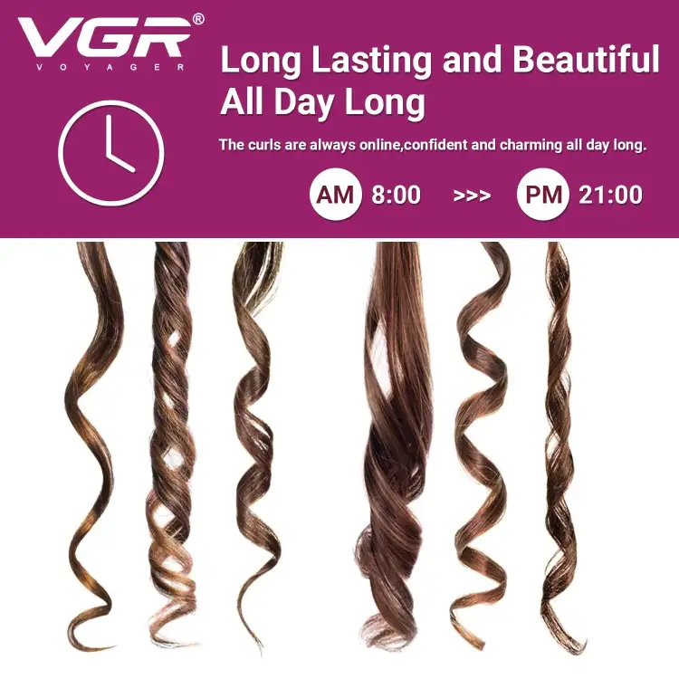 مكواة تجعيد الشعر الكهربائية الاحترافية VGR V-597 | تصفيف شعر أنيق، مكواة تجعيد شعر احترافية بخمس أسطوانات مع ضبط درجة الحرارة القصوى على 220 درجة مئوية