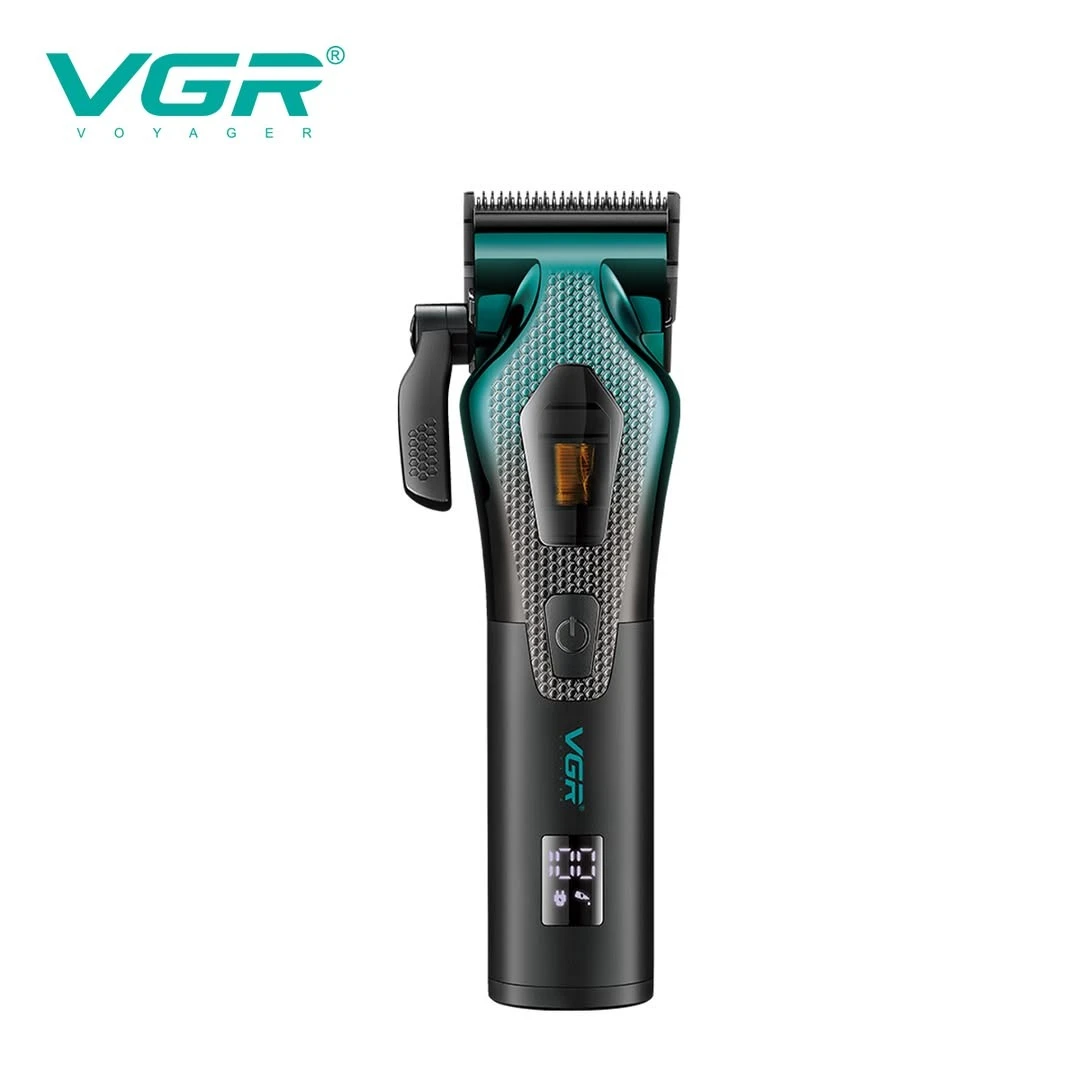 ماكينة قص الشعر الكهربائية عالية الجودة VGR ذات الغلاف المعدني المتدرج والمقص الكهربائي والدفع والتحكم الذكي V-271