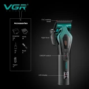 ماكينة قص الشعر الكهربائية عالية الجودة VGR ذات الغلاف المعدني المتدرج والمقص الكهربائي والدفع والتحكم الذكي V-271