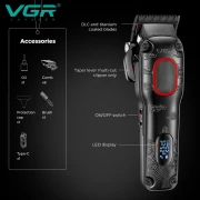VGR V-016 - ماكينة قص الشعر الاحترافية ذات الجودة العالية، قابلة لإعادة الشحن