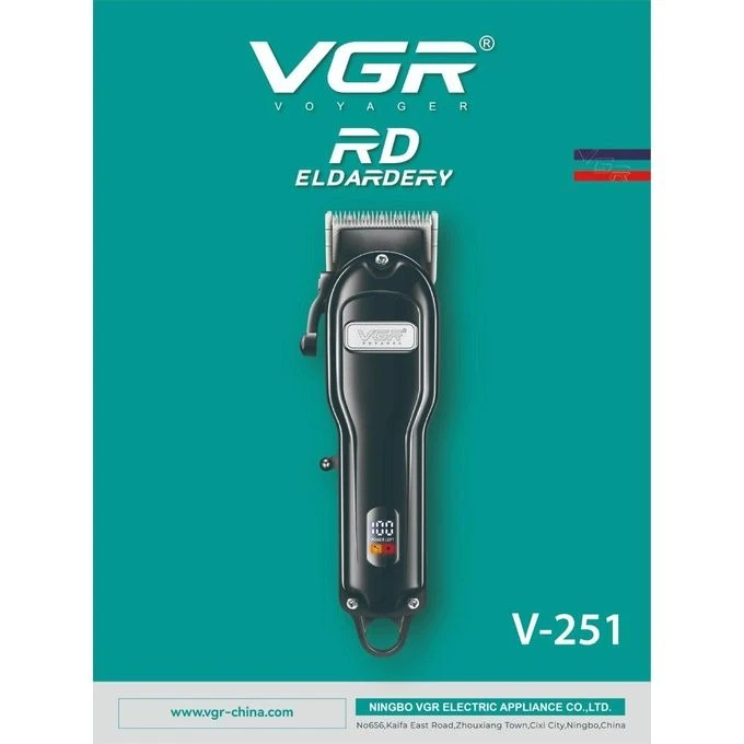VGR ماكينة قص الشعر V-251 الحلاقية – كهربائية قابلة للشحن ولاسلكية، احترافية لتصفيف الشعر الرجالي