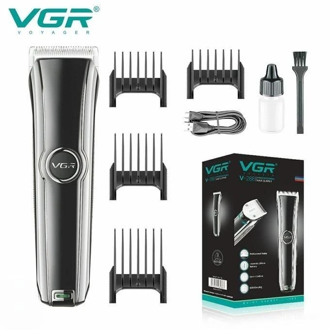 ماكينة تشذيب الشعر في جي ار بملحقات، للاستخدام الجاف، اسود -V-288