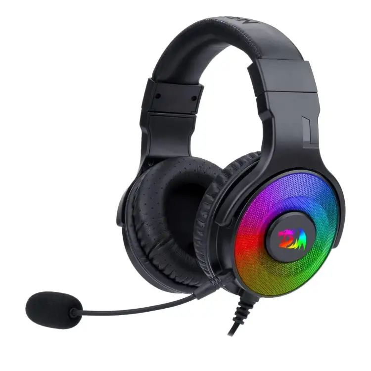سماعات راس باندورا للألعاب H350 باضاءة RGB من ريدراجون - صوت محيطي 7.1 - ميكروفون قابل للفصل - اسود، اتش 350، لاسلكي، فوق الأذن