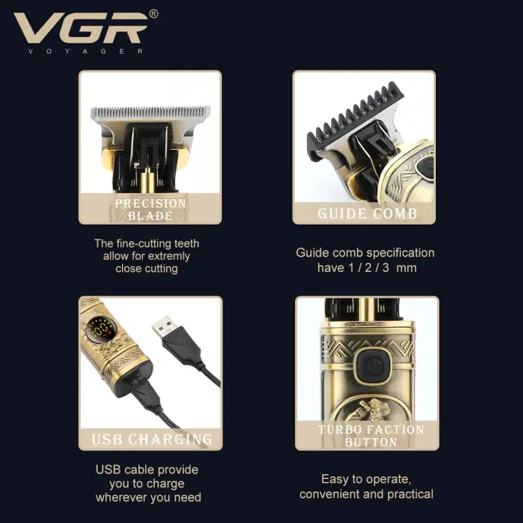 ماكينة تشذيب الشعر الاحترافية VGR V-097 القابلة لإعادة الشحن للرجال