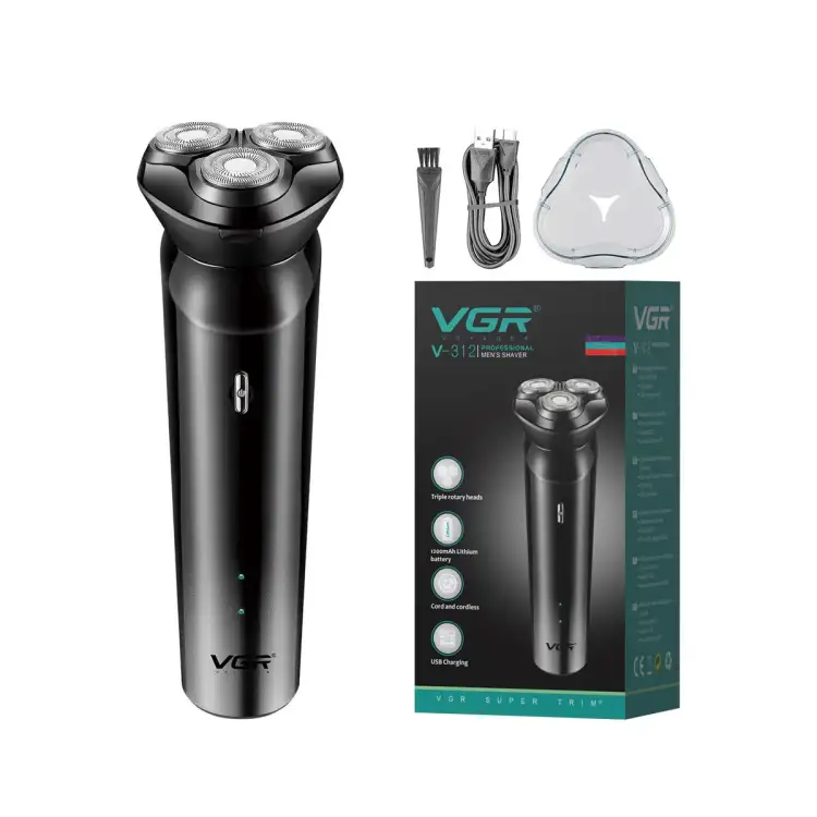 ماكينة حلاقة كهربائية لاسلكية قابلة لإعادة الشحن ومقاومة للماء VGR V-312