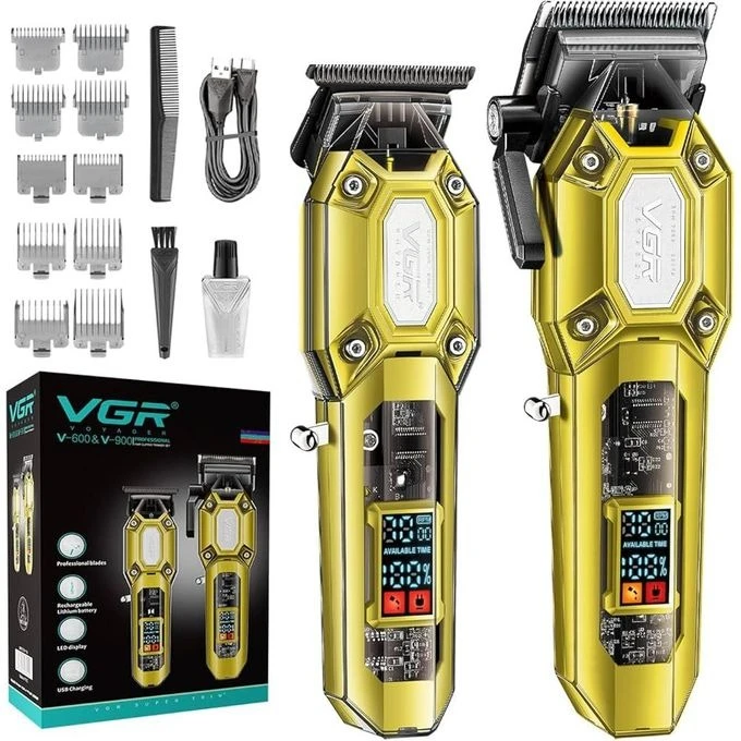 مجموعة ماكينات حلاقة الشعر  V-600 + V-900 الاحترافية VGR