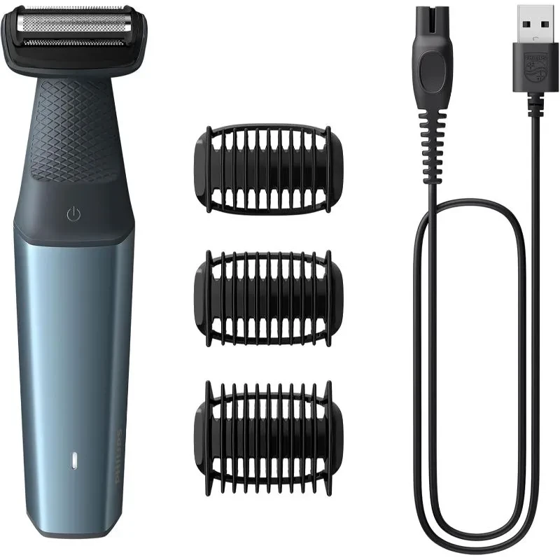 ماكينة تشذيب الشعر فيليبس Bodygroom Series 3000 قابلة للشحن للاستعمال الرطب والجاف، ازرق - BG3027