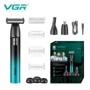مجموعة تشذيب الشعر الجديدة VGR V-628 متعددة الوظائف لقص شعر الجسم بالكامل مع شحن USB وشعر الأذن والأنف ومنطقة البكيني الخاصة 3 في 1