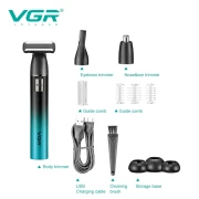 مجموعة تشذيب الشعر الجديدة VGR V-628 متعددة الوظائف لقص شعر الجسم بالكامل مع شحن USB وشعر الأذن والأنف ومنطقة البكيني الخاصة 3 في 1