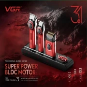 مجموعة قص الشعر الاحترافية 3  في 1  VGR V-STEPLESS Pro - لون احمر