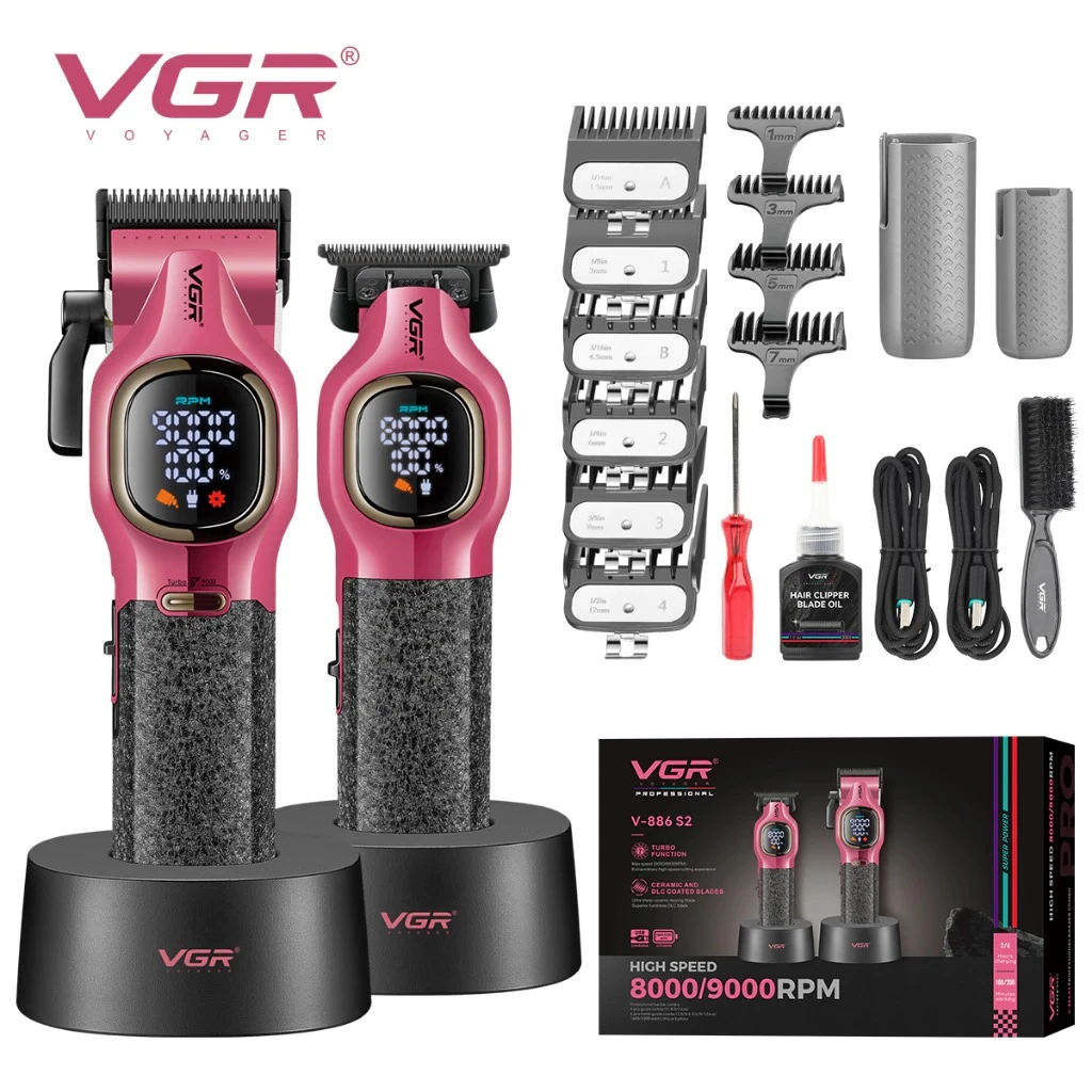 مجموعه قص الشعر الاحترافية VGR V-886 S2 المقاومة للماء -  للرجال