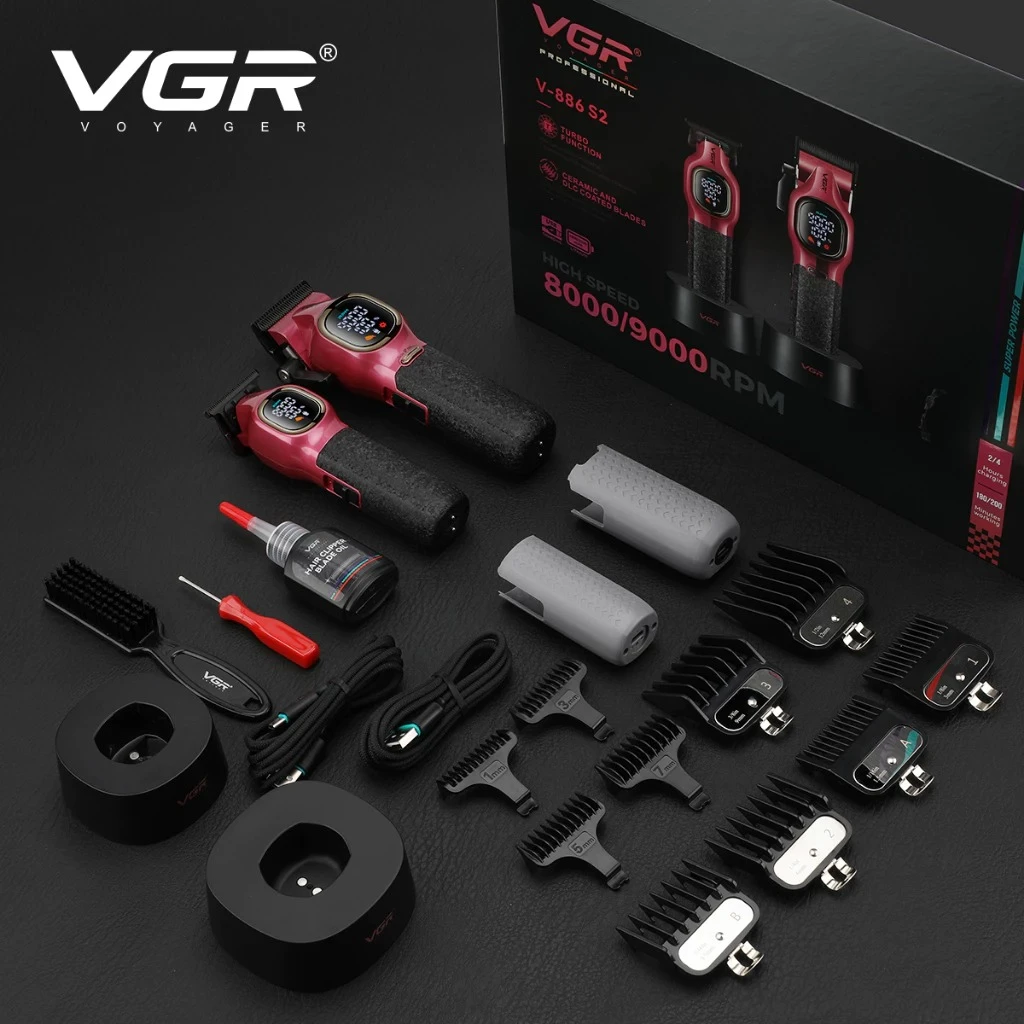 مجموعه قص الشعر الاحترافية VGR V-886 S2 المقاومة للماء -  للرجال
