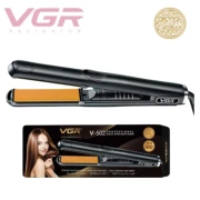 مكواة فرد شعر VGR V-502 الاحترافية – سيراميك رطبة وجافة بتقنية الأشعة تحت الحمراء، تحكم رقمي 1080°F، تصميم مضاد للحروق، لون أسود